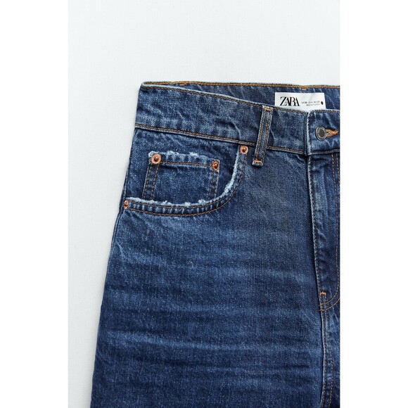 Denim Zara 70s Bermuda Cropped Wide Leg Culottes Jeans (NWT) - Picture 7 of 9